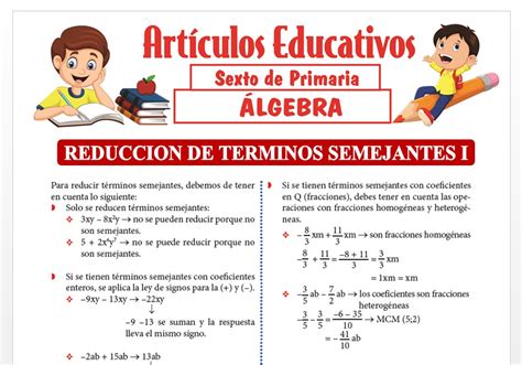 Reducci N De T Rminos Semejantes Para Sexto De Primaria