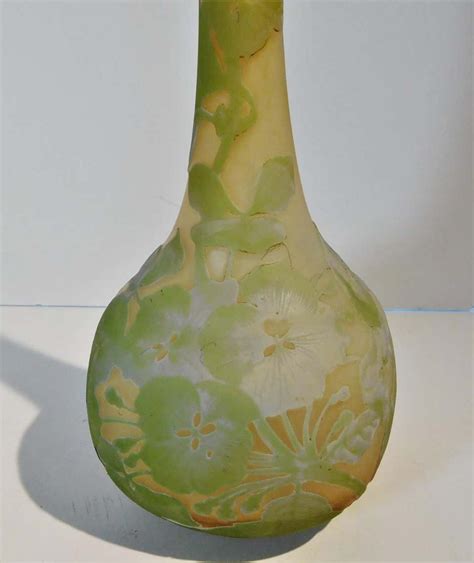 Mile Gall Emile Galle Tall Bud Vase In Triple Overlay And Etched