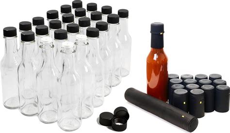 Amazon Nicebottles Hot Sauce Bottles 5 Oz 24 Pack Bundled With 30 Black Shrink Capsules