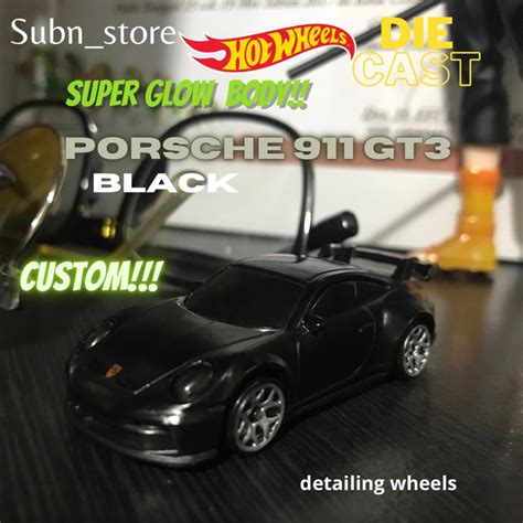 Jual Hot Wheels Porsche 911 GT3 Black Custom Wheels Shopee Indonesia