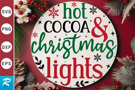 Hot Cocoa And Christmas SVG Christmas Round SVG Design