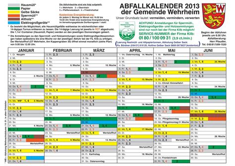 Abfallkalender 2013 Wehrheim