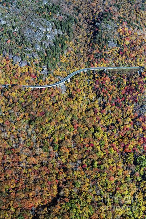 Linn Cove Viaduct On The Blue Ridge Parkway Below Grandfather Mo