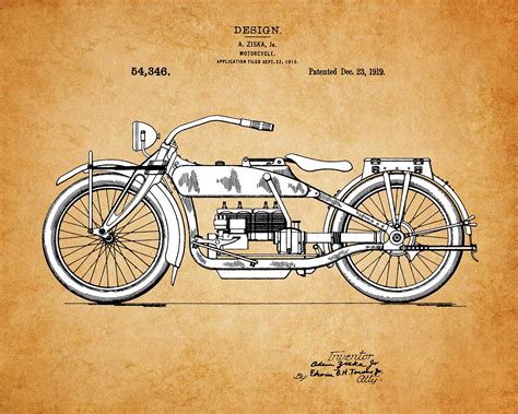 Buy Vintage Harley Davidson Motorcycle Patent Print Set Of X