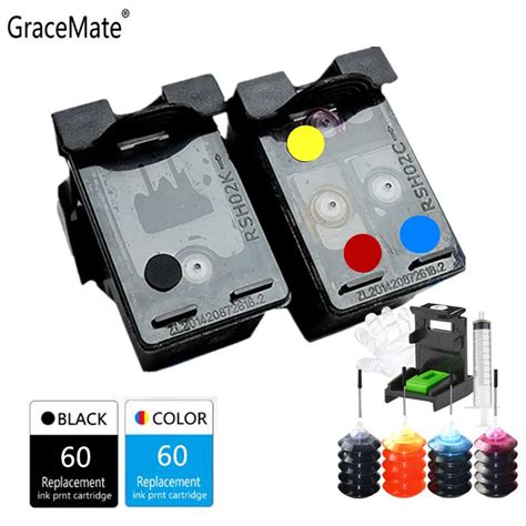 Gracemate 60xl Refillable Ink Cartridge For Hp 60xl Deskjet F2480 F2420 F4480 F4580 F4280