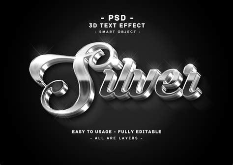 Efecto De Texto Plateado D Archivo Psd Premium