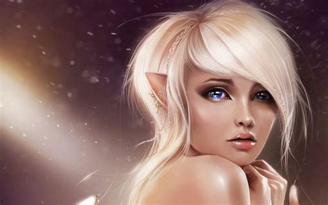 Blonde Blue Eyes Elves Women Fantasy Girl Looking At Viewer