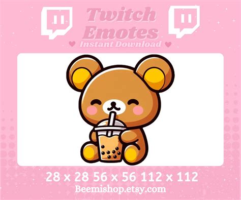 Twitch Discord Emote Cute Bear Emotes Teddybear Plush Kawaii Drinking