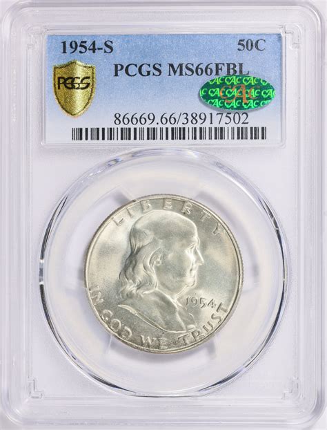 S Franklin Half Dollar Pcgs Ms Fbl Cac Green Item