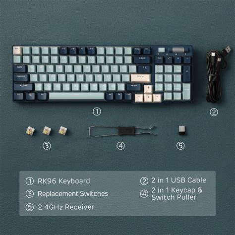 Royal Kludge RK96 Wireless Hot Swappable RGB Keyboard Forest Blue Vibe Gaming