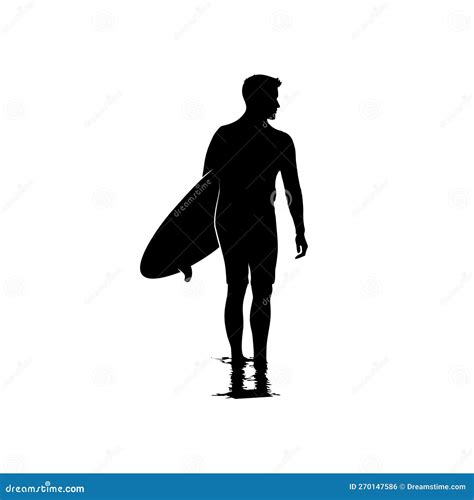 Silhouette Eines Surfers Mit Seinem Surfbrett Vektor Abbildung