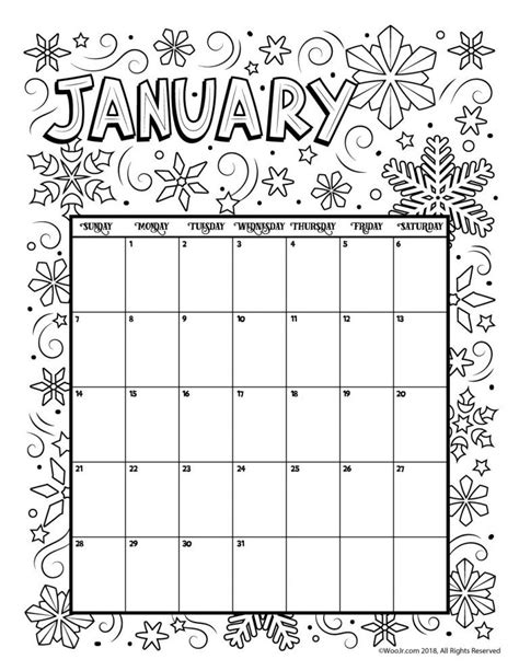 Printable Coloring Calendar For 2022 And 2021 Woo Jr Kids