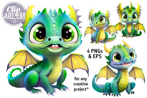 Cute Green Dragons Png Vector Images Art Graphic By Clipartem