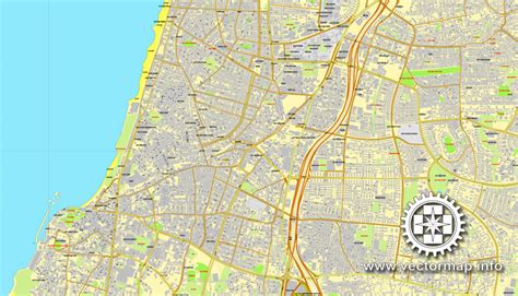 Tel Aviv Israel Printable Vector Street Map City Plan Full Editable