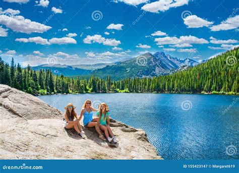 Couple Relaxing And Enjoying Beautiful View Of Hot Spring On Hiking Trip Stock Image Image Of