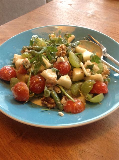 Salade Met Rucola Sperzieboontjes Blauwe Kaas Geitenkaas Peer