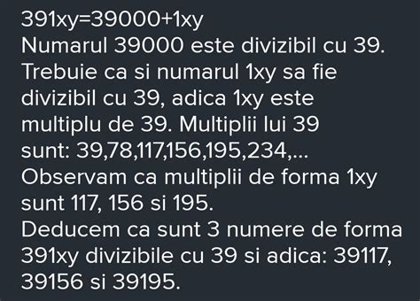 4 Stabiliți câte numere de forma 391xy se divid cu 39 vă rog aș vrea o