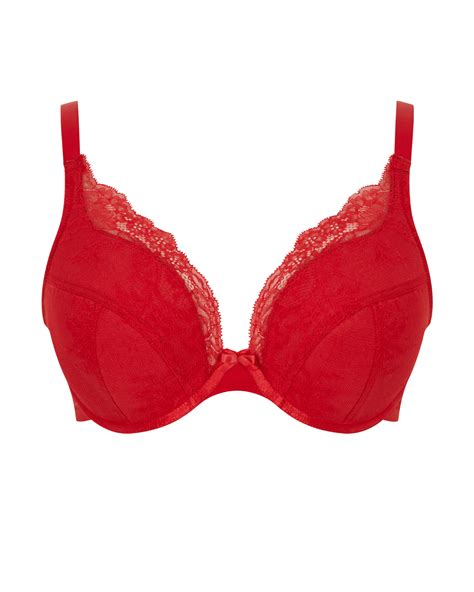 Ana High Apex Padded Plunge Bra Salsa Red Tkd Lingerie