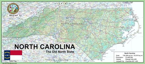 North Carolina Physical State Map– I Love Maps