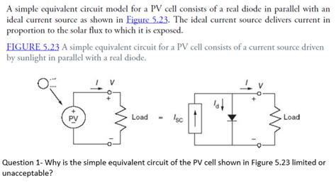 Solved A Simple Equivalent Circuit Model For A PV Cell Chegg