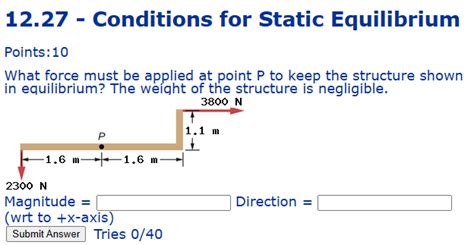 Solved 12 27 Conditions For Static Equilibrium Points 10 Chegg