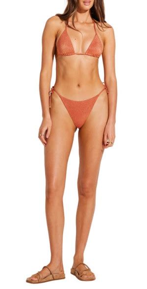 Vitamin A Vitamin A Gia Metallic Triangle Bikini Top In Terracotta