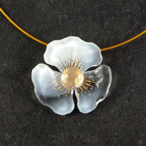 Bijou En Verre Collier Fleur Blanche Et Or Une Cr Ation Mari Femme