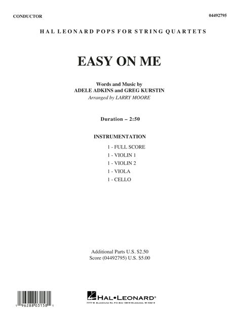 Easy On Me Arr Larry Moore Conductor Score Full Score By Adele Sheet Music For String