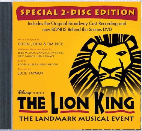 Lion King on Broadway (Original Broadway Cast) (Includes DVD) (CD ...