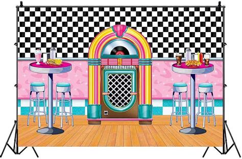 Amazon VIDMOT Soda Shop Diner Backdrop For Rockin 50s Party 1950s