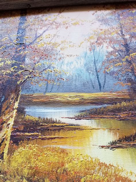 Vintage Fall Oil Painting Autumn Landscape Trees River Etsy