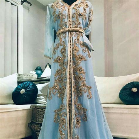 Pin by Mary on Caftan Marocain القفطان المغربي Blue dresses Light