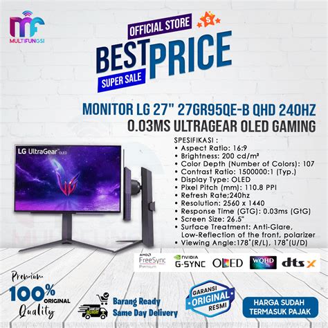 Jual Monitor LG 27" 27GR95QE-B & 27GR75Q-B QHD HDMI UltraGear Gaming ...