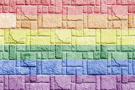 Rainbow LGBTQ Or Gay Pride Flag On Decorative Tiles Texture Abstract Background Stock