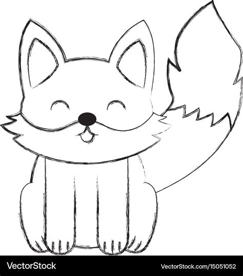 Cute Sketch Fox Cartoon Royalty Free Vector Image