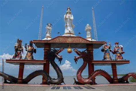 Statue Of Dragons And Kwan Yin In Sanggar Agung Temple Or Hong San Tang