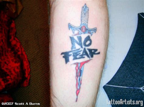 No Fear Tattoo Design With Dagger On Leg Finished Fear Tattoo Tattoo