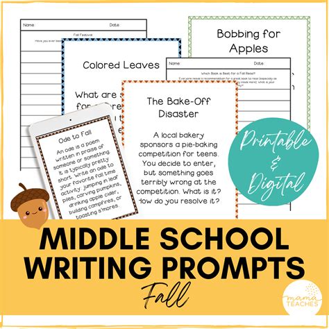 Middle School Writing Prompts - FALL - Digital and Printable – The Sweet Dahlia