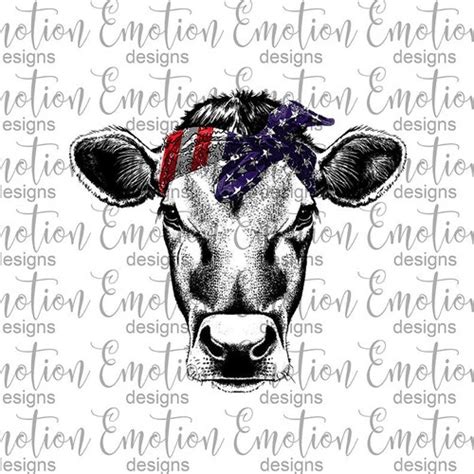 Heifer Cow Usa American Flag Bandana Png Patriotic Etsy