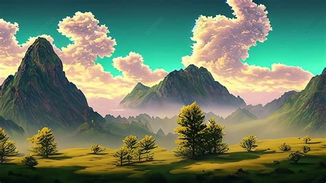 Fantasy Alien Planet Mountain And Meadow 2d Game Background, Game ...