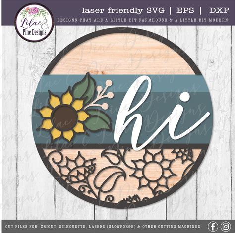 Sunflower Floral Sign Sunflower Svg Floral Door Svg Fall Door Decor