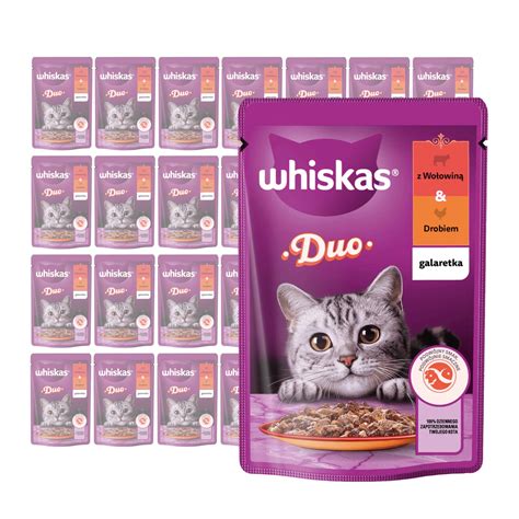 WHISKAS Adult Duo Z Wołowiną I Drobiem W Galaretce mokra karma dla