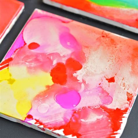 Sharpie Dyed Tile Coasters Using Rubbing Alcohol