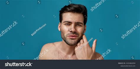 Beauty Portrait Naked Brunette Guy Touching Stock Photo 2101862050 Shutterstock