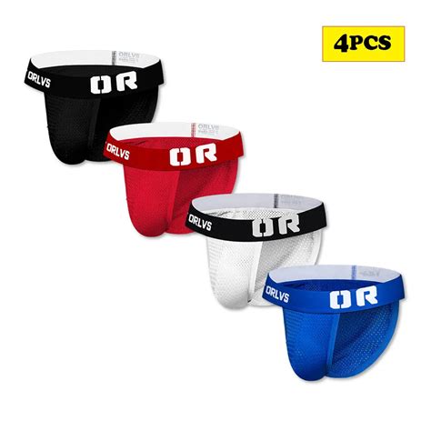 Ropa Interior De Malla Para Hombre 4 Piezas Suspensorio Bragas Bikini Sexy OR208