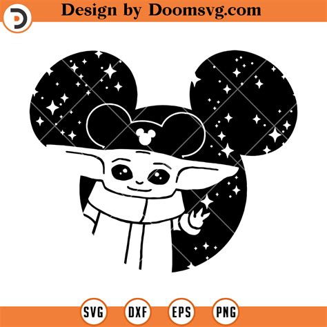 Baby Yoda Made Of Mickey Head Silhouette SVG, Star Wars Disney SVG ...