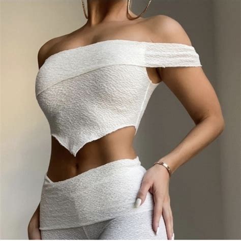 Naked Wardrobe Tops Nwt Naked Wardrobe White Texture Crop Top