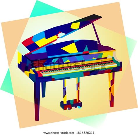 Colorful Pop Art Piano Vector Wpap เวกเตอร์สต็อก ปลอดค่าลิขสิทธิ์