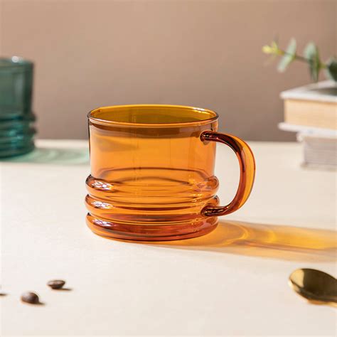 Amber Modern Glass Cup 350ml Online Premium Tea Cup Nestasia