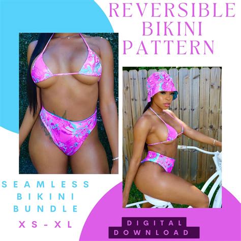 Reversible Bikini Sewing Pattern Bundle Set Cheeky Thong Bikini Pattern